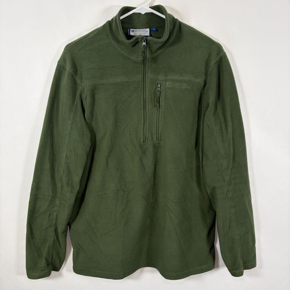Mountain Hardwear 1/4 Zip Fleece Pullover Mens Size Small Green Zipper Pocket